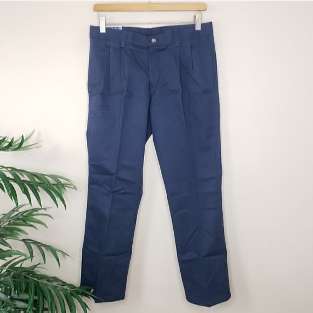 NWT Chaps Boys Navy Uniform Khaki Pleated Pants Size 14 Husky